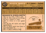 1960 Topps Baseball #377 Roger Maris Yankees VG-EX 529117