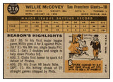 1960 Topps Baseball #316 Willie McCovey Giants VG-EX 529118
