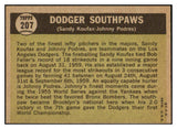 1961 Topps Baseball #207 Sandy Koufax Johnny Podres EX-MT 529119