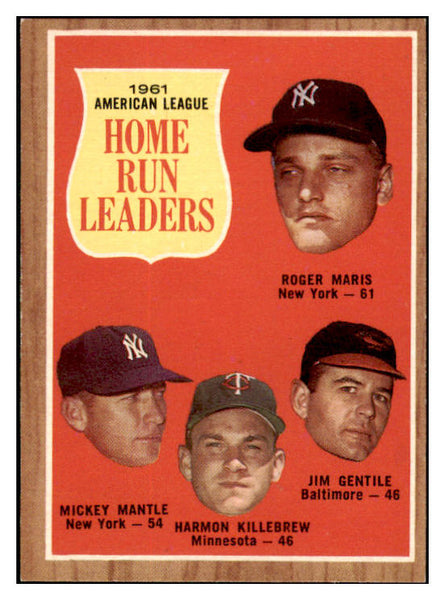 1962 Topps Baseball #053 A.L. Home Run Leaders Mickey Mantle EX-MT 529160