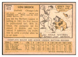1963 Topps Baseball #472 Lou Brock Cubs EX-MT 529184