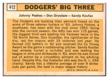 1963 Topps Baseball #412 Sandy Koufax Don Drysdale EX-MT 529186
