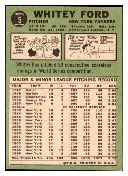 1967 Topps Baseball #005 Whitey Ford Yankees EX-MT 529230