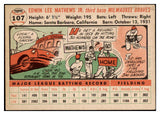 1956 Topps Baseball #107 Eddie Mathews Braves VG-EX White 529285