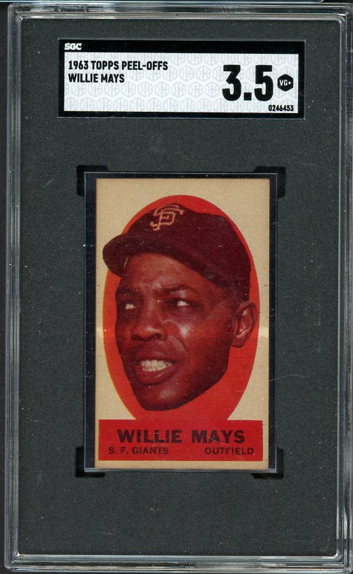 1963 Topps Baseball Peel Offs Willie Mays Giants SGC 3.5 VG+ 529337