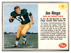 1962 Post Football #011 Jim Ringo Packers NR-MT 529343