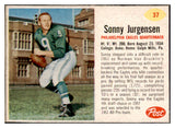 1962 Post Football #037 Sonny Jurgensen Eagles EX-MT 529351