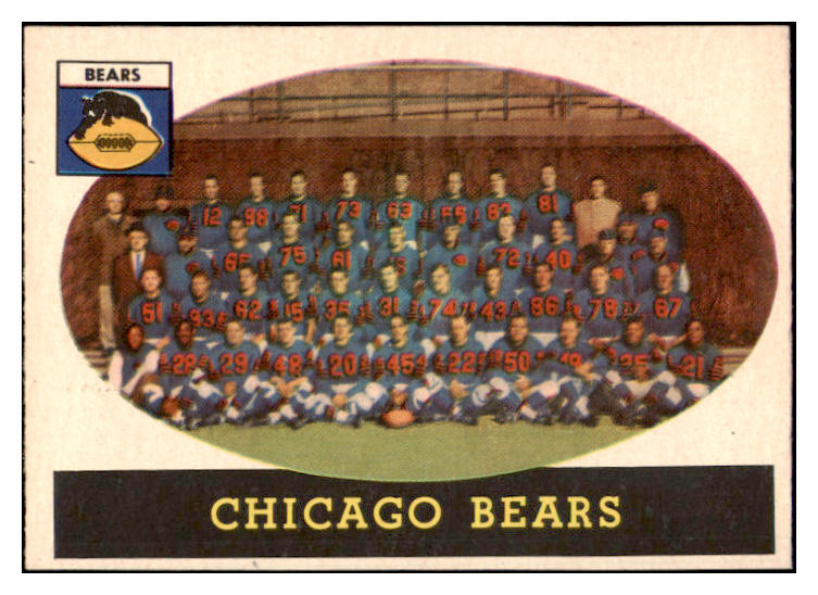 1958 Topps Football #029 Chicago Bears Team NR-MT 529466