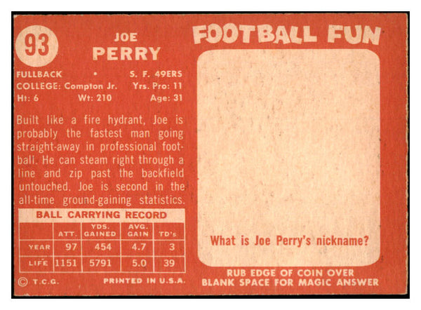 1958 Topps Football #093 Joe Perry 49ers NR-MT 529507