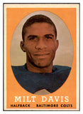 1958 Topps Football #098 Milt Davis Colts NR-MT 529512
