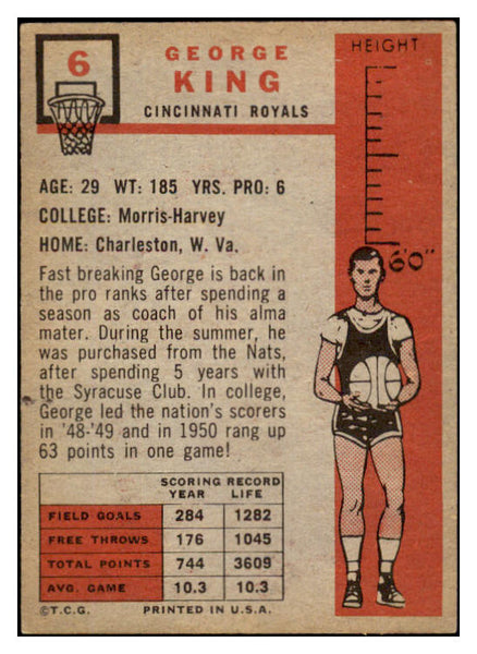 1957 Topps Basketball #006 George King Royals EX-MT 529617