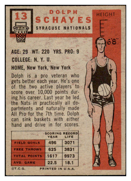 1957 Topps Basketball #013 Dolph Schayes Nationals EX-MT 529623