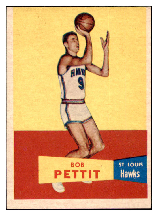 1957 Topps Basketball #024 Bob Pettit Hawks VG-EX 529630