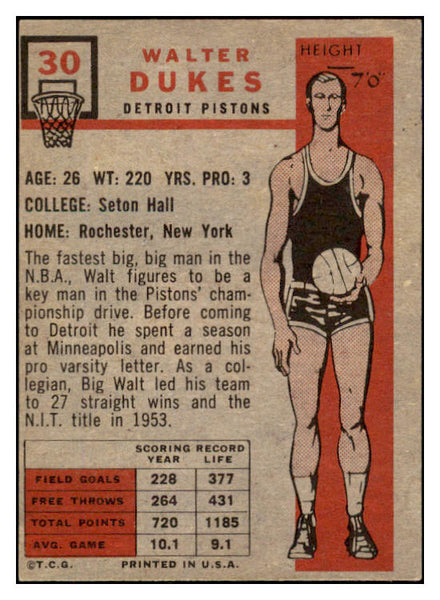 1957 Topps Basketball #030 Walter Dukes Pistons EX-MT 529634