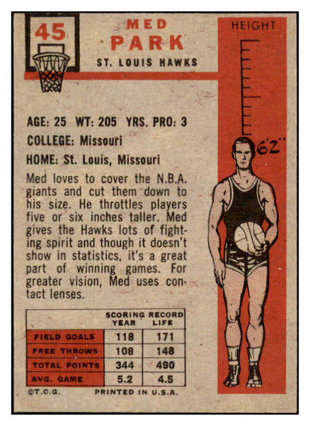 1957 Topps Basketball #045 Med Park Hawks EX 529646