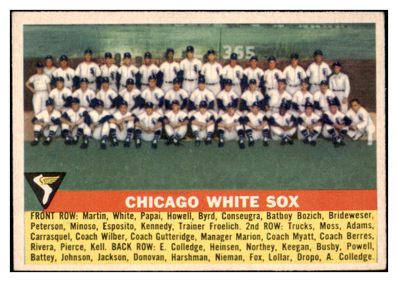1956 Topps Baseball #188 Chicago White Sox Team EX-MT 529681
