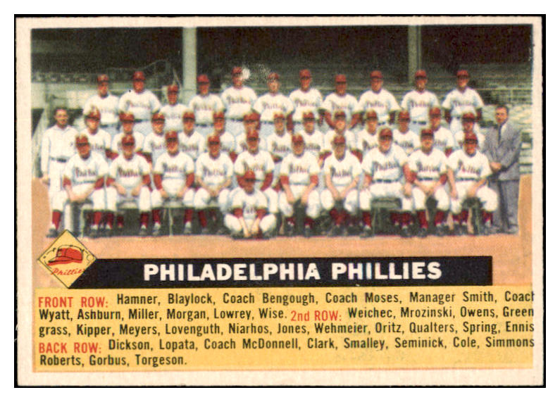 1956 Topps Baseball #072 Philadelphia Phillies Team EX-MT White 529690