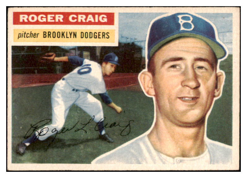 1956 Topps Baseball #063 Roger Craig Dodgers EX-MT White 529693