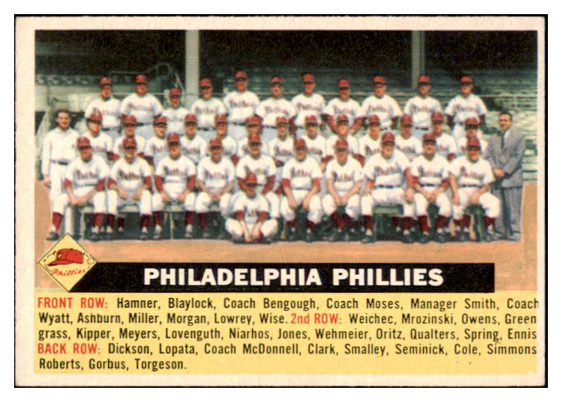1956 Topps Baseball #072 Philadelphia Phillies Team EX-MT Gray 529712