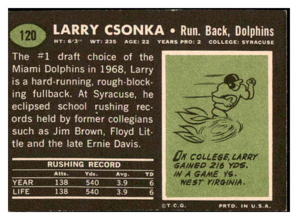 1969 Topps Football #120 Larry Csonka Dolphins EX 529754