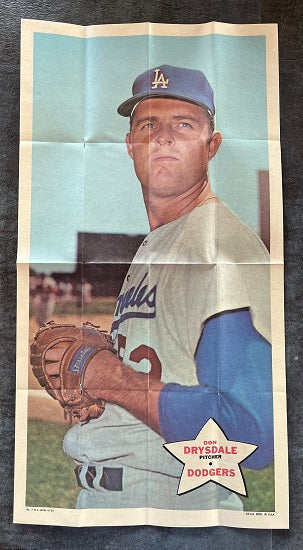 1968 Topps Baseball Posters #007 Don Drysdale Dodgers EX 529766