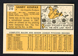 1963 Topps Baseball #210 Sandy Koufax Dodgers EX-MT 529801