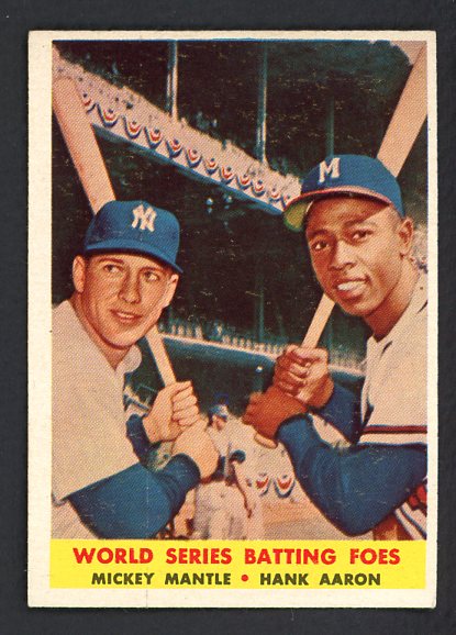 1958 Topps Baseball #418 Mickey Mantle Hank Aaron EX-MT 529804