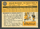 1960 Topps Baseball #316 Willie McCovey Giants EX+/EX-MT 529814