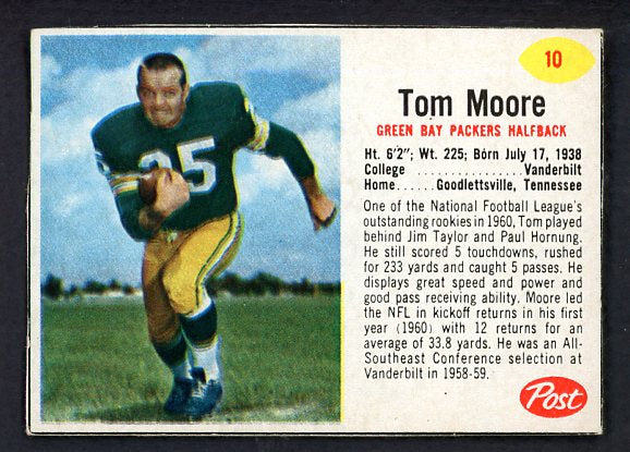 1962 Post Football #010 Tom Moore Packers EX 529820