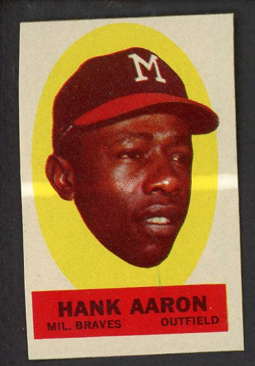 1963 Topps Baseball Peel Offs Hank Aaron Braves EX-MT 529824