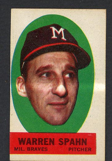 1963 Topps Baseball Peel Offs Warren Spahn Braves EX-MT oc 529853