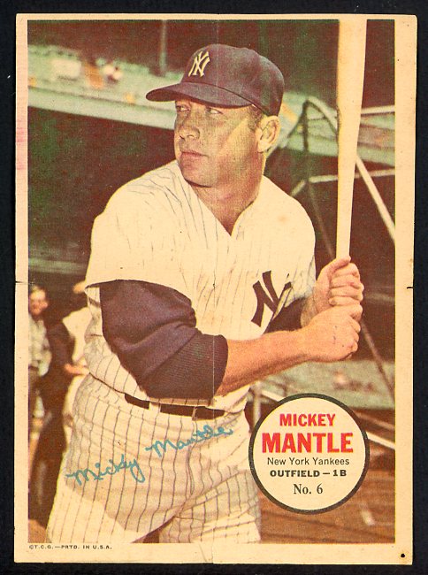 1967 Topps Baseball Pin Ups #006 Mickey Mantle Yankees GD-VG 529860