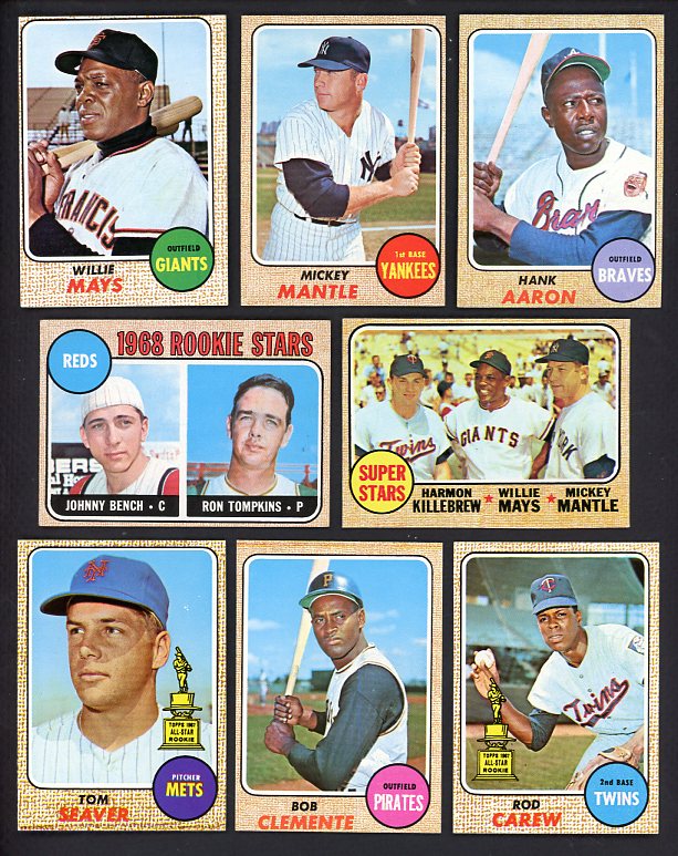1968 Topps Baseball Near Set (No Ryan) EX-MT Bench Mantle Mays 530171