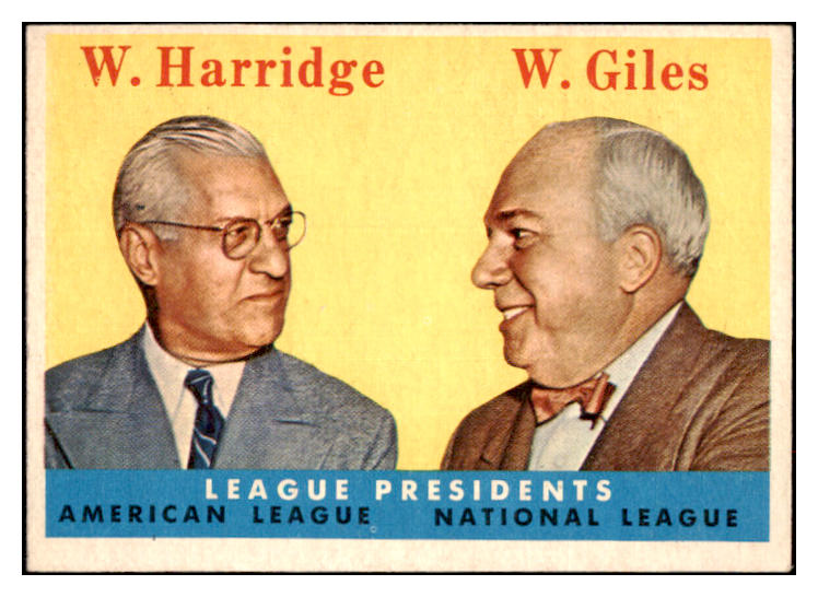 1958 Topps Baseball #300 Warren Giles William Harridge EX-MT 530213