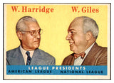 1958 Topps Baseball #300 Warren Giles William Harridge EX-MT 530213