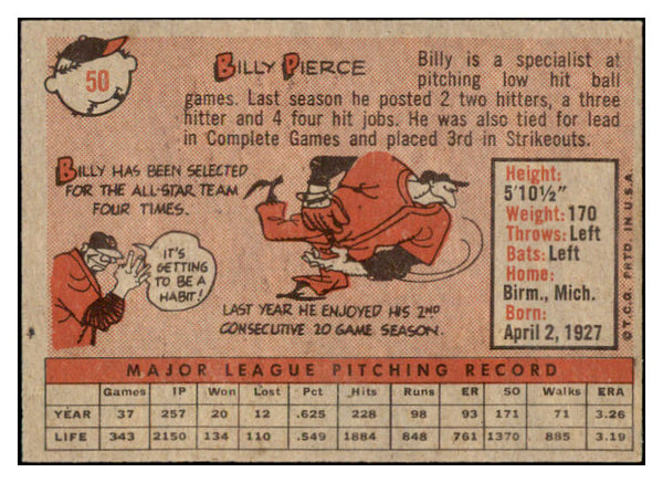 1958 Topps Baseball #050 Billy Pierce White Sox EX-MT 530226