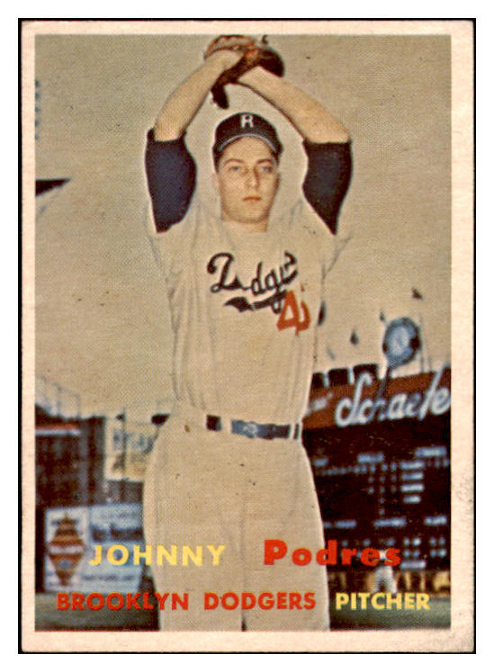 1957 Topps Baseball #277 Johnny Podres Dodgers EX+/EX-MT 530309