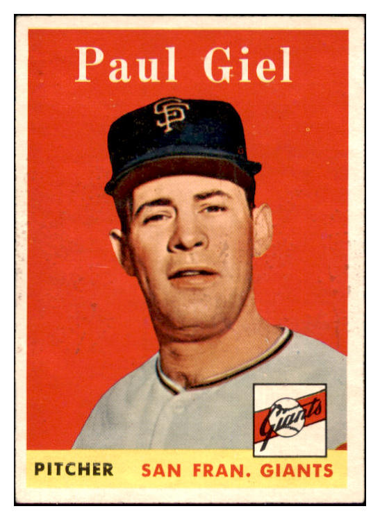 1958 Topps Baseball #308 Paul Giel Giants EX-MT 530353