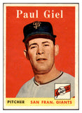 1958 Topps Baseball #308 Paul Giel Giants EX-MT 530353