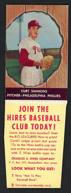 1958 Hires #028 Curt Simmons Phillies EX w Tab 530438