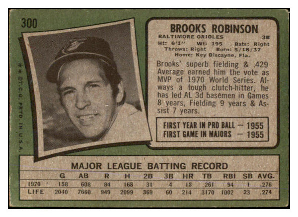 1971 Topps Baseball #300 Brooks Robinson Orioles VG-EX 530439