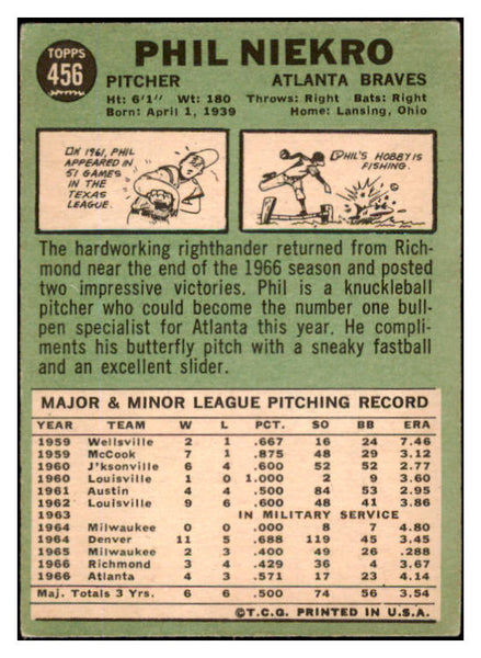 1967 Topps Baseball #456 Phil Niekro Braves VG-EX 530486