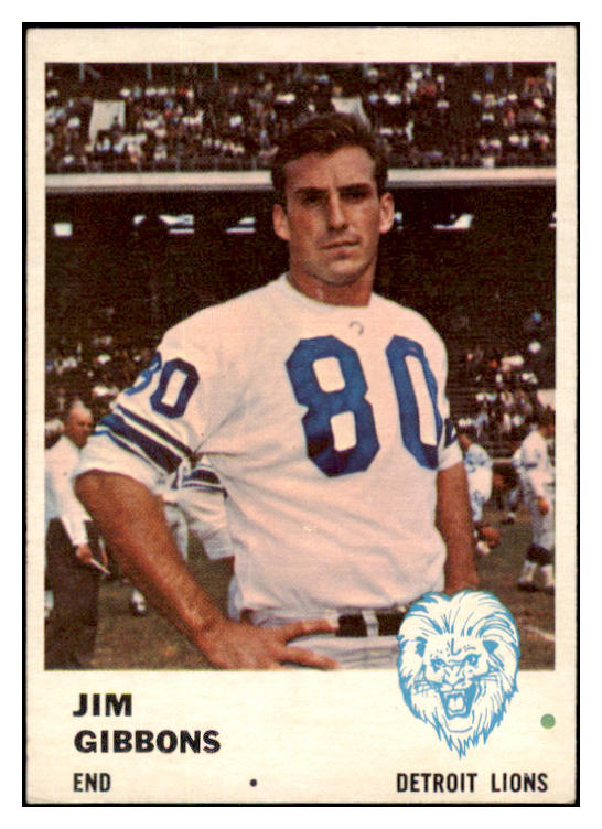 1961 Fleer Football #082 Jim Gibbons Lions EX 530522