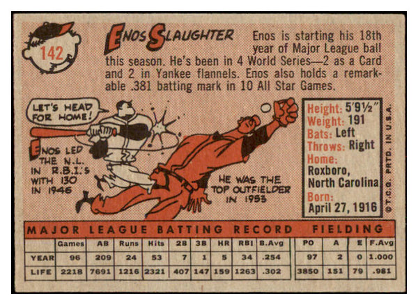 1958 Topps Baseball #142 Enos Slaughter Yankees EX-MT 530536