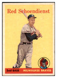 1958 Topps Baseball #190 Red Schoendienst Braves EX+/EX-MT 530550