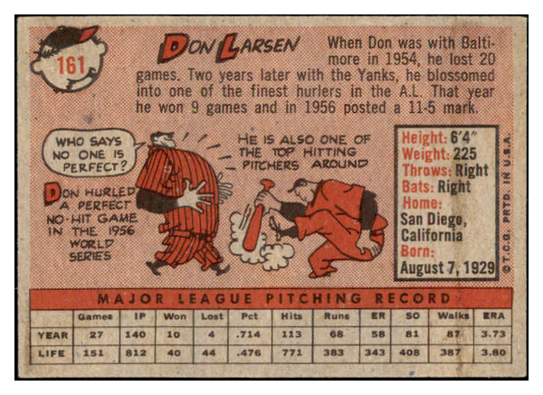 1958 Topps Baseball #161 Don Larsen Yankees EX+/EX-MT 530551