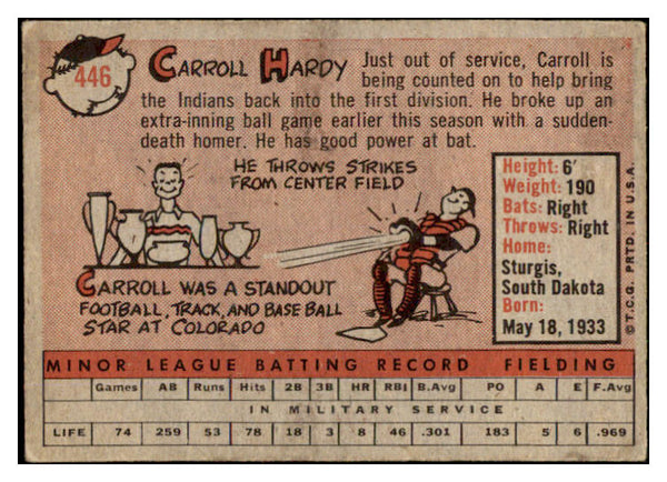 1958 Topps Baseball #446 Carroll Hardy Indians EX+/EX-MT 530555