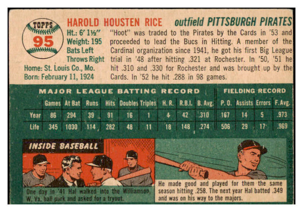 1954 Topps Baseball #095 Hal Rice Pirates VG-EX 530646