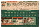 1954 Topps Baseball #061 Bob Cain A's VG-EX 530662