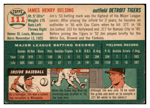 1954 Topps Baseball #111 Jim Delsing Tigers VG-EX 530680